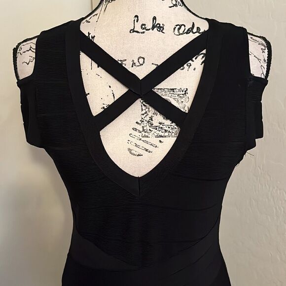 Bebe Black Cold Shoulder Bandage Dress - Picture 4 of 13